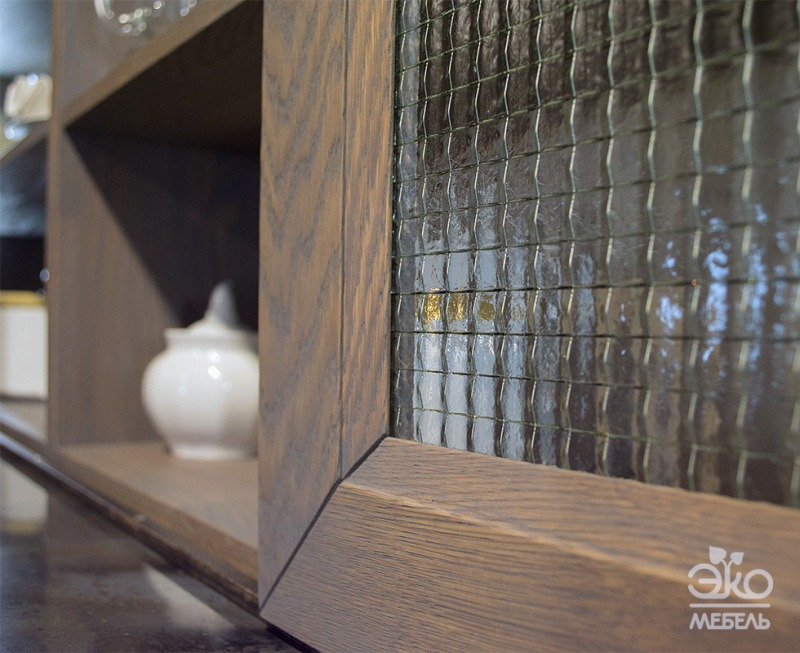 Кухонный гарнитур АГАТА, массив дуба, "Серое небо"